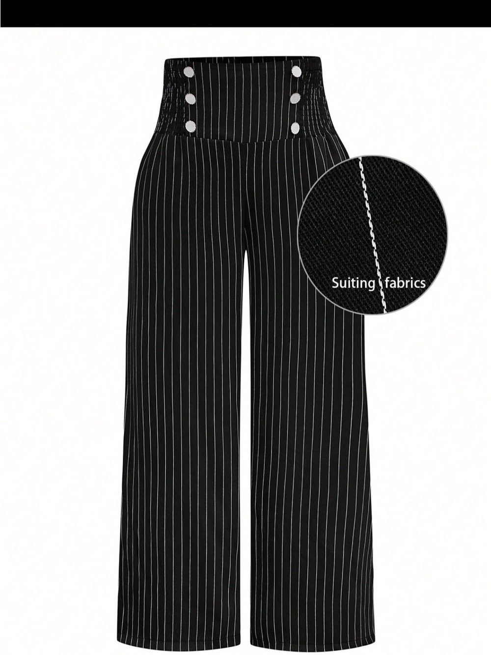 SHEIN Black Pinstripe High-Waist Wide-Leg Pants